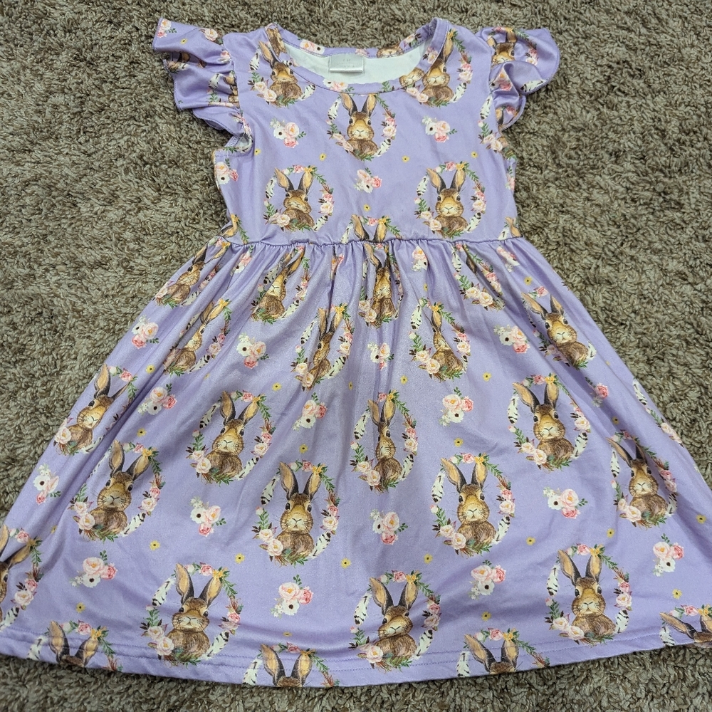 4/5 boutique Easter Bunny milk silk twirl dress